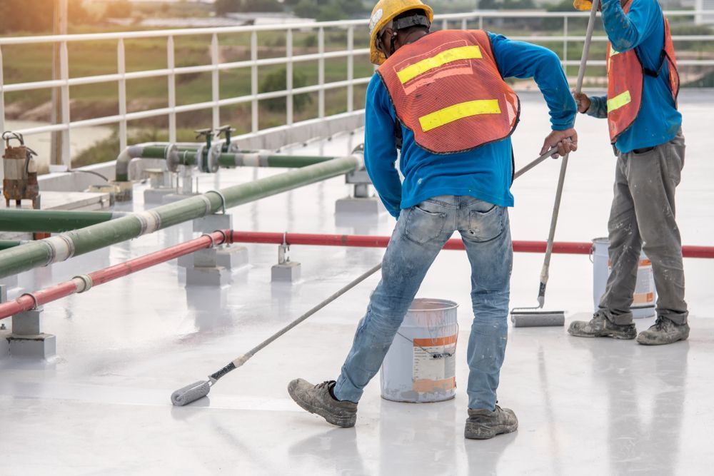 Workers Are Painting the Roof of a Building — Paint & Decor in Mount Isa City, QLD