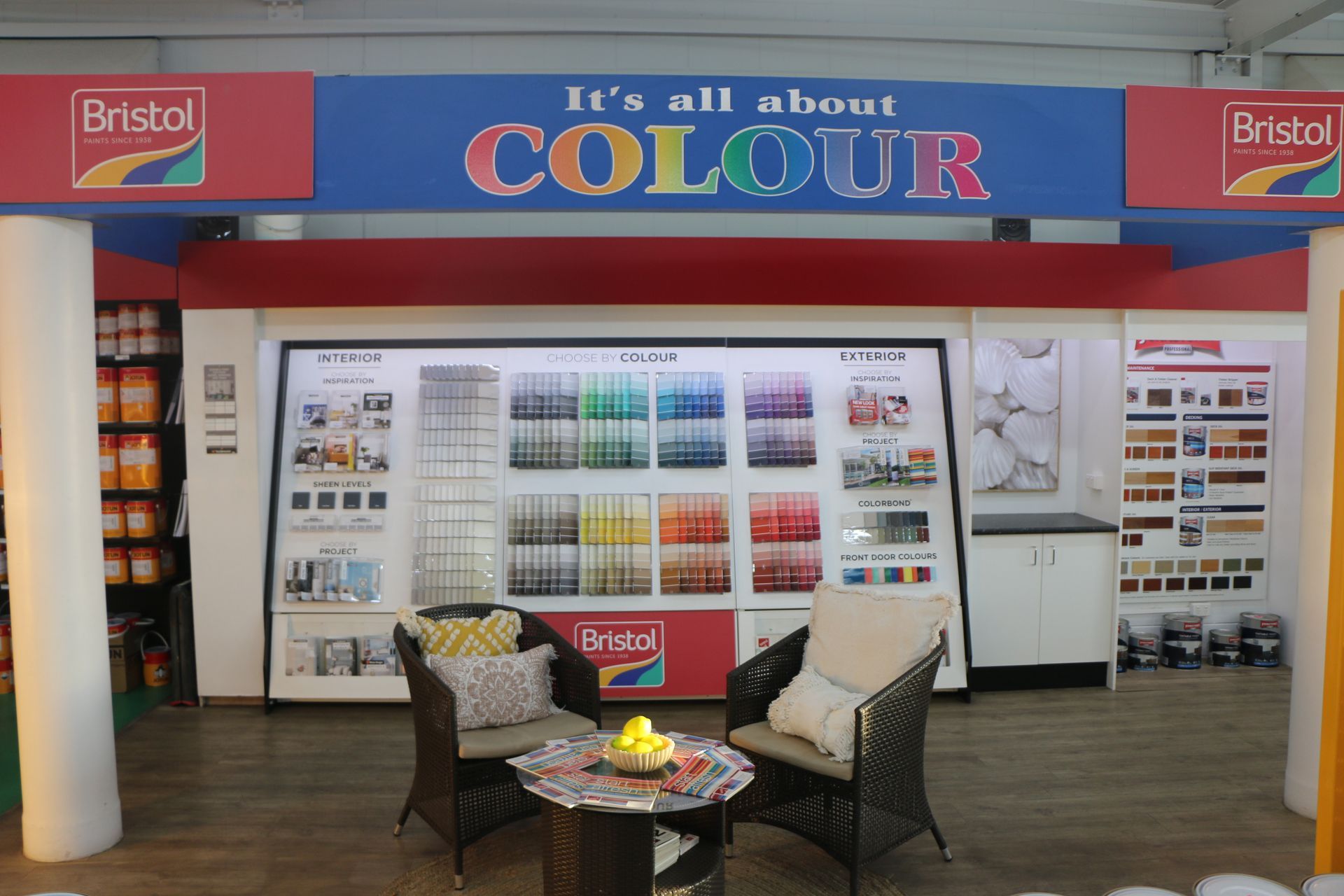 Containers of Pink and Blue Paint for House Paint — Paint & Decor in Mount Isa City, QLD