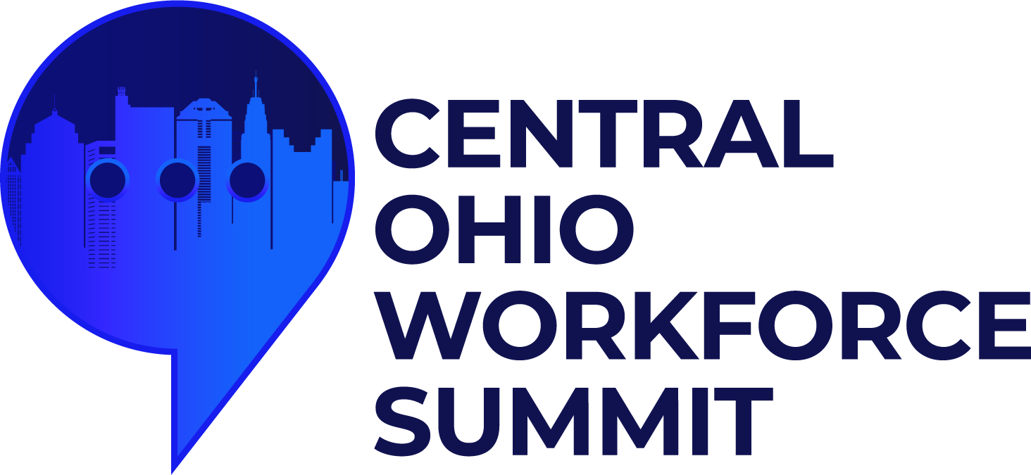 A logo with a blue speech bubble icon containing a dark blue city skyline next to the text 
