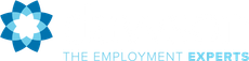 A blue stylized floral logo next to the text "THE EMPLOYMENT EXPERTS" in shades of blue.