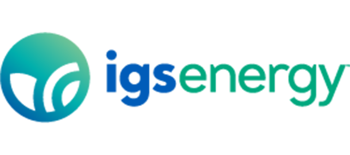 The IGS Energy logo, featuring a circular icon with a gradient blue-to-green leaf pattern next to the company name.