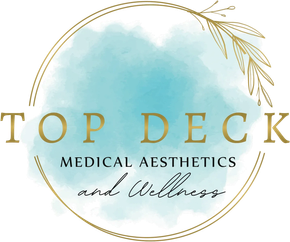 Top Deck Medical Aesthetics and Wellness logo with gold circle and aqua watercolor background