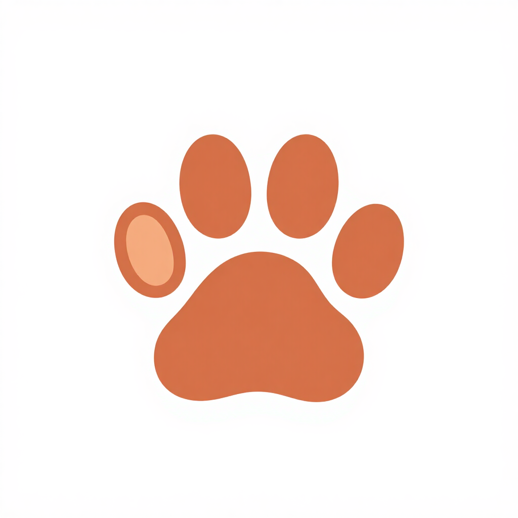Icono de una huella de pata naranja sobre fondo blanco