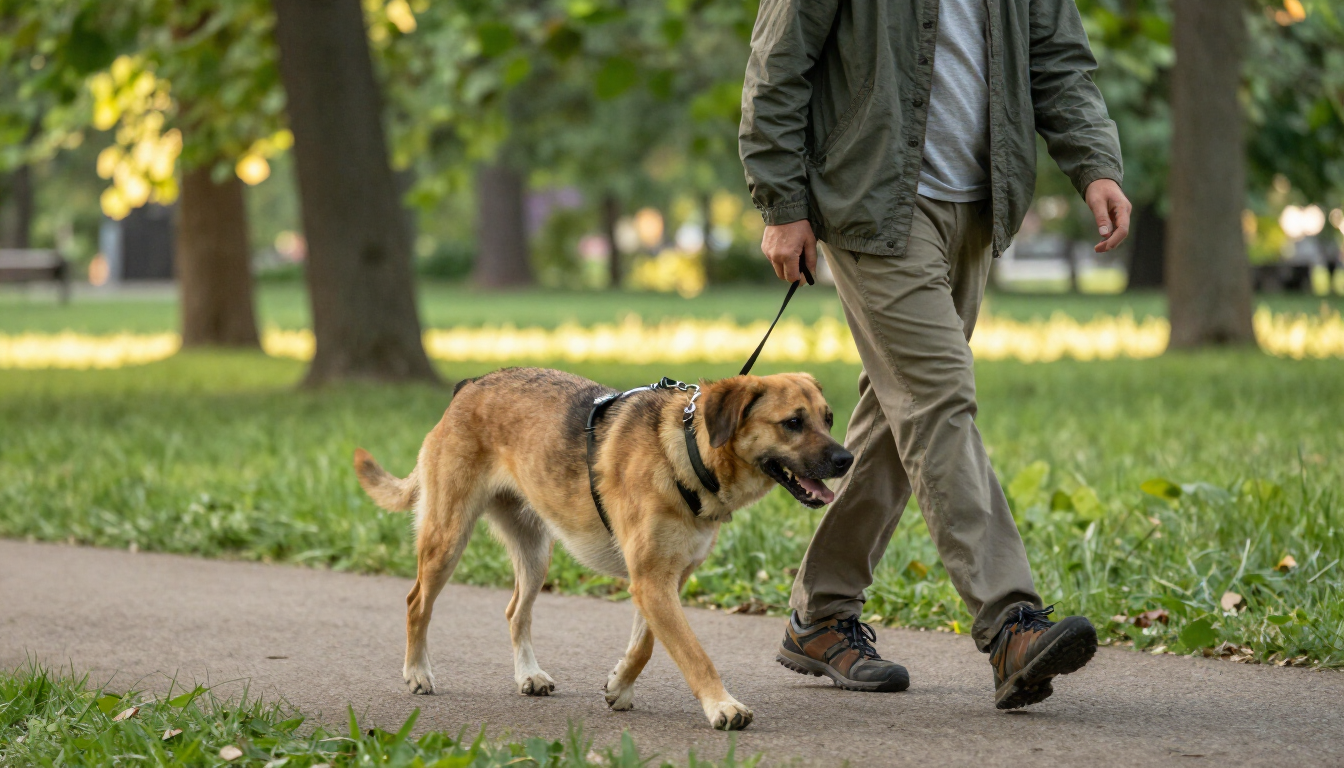 Perro activo disfrutando una caminata al aire libre