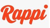 Logotipo naranja de “Rappi” en cursiva sobre un fondo blanco