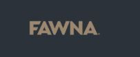 Logotipo de FAWNA en color tostado sobre un fondo gris oscuro