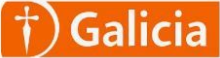 Logotipo de Orange Galicia con una cruz blanca y texto sobre un fondo rectangular