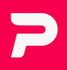 Logotipo estilizado blanco con una «P» sobre un fondo cuadrado rosa intenso