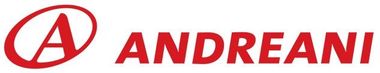 Logotipo rojo de Andreani con una A estilizada y el nombre de la marca sobre un fondo blanco