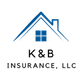 K&B Insurance, LLC logo with blue house roof icon and black text