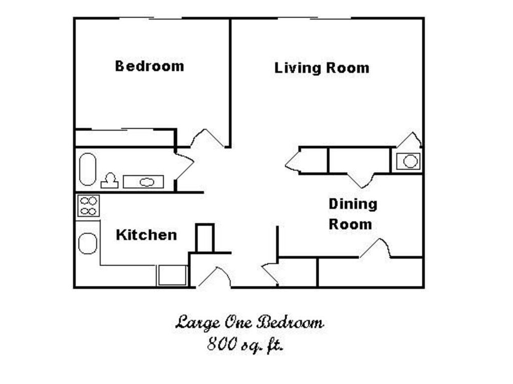 Floor Plan: 1 Bed · 1 Bath · 800 SQ. FT
