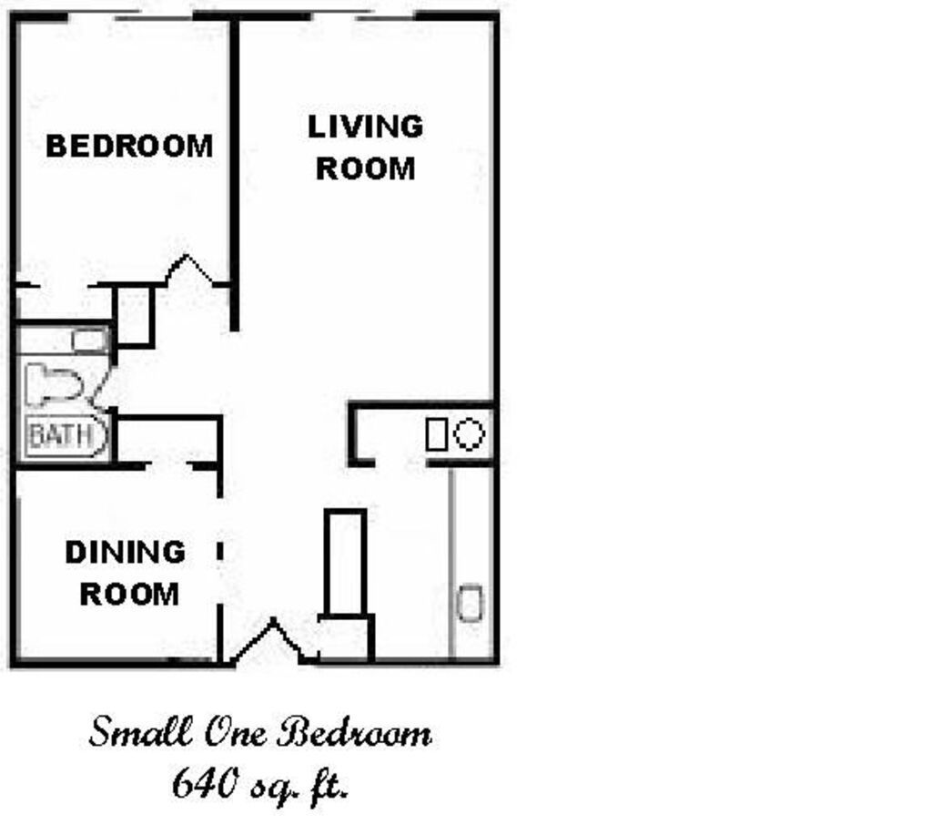 Floor Plan: 1 Bed · 1 Bath · 640 SQ. FT.