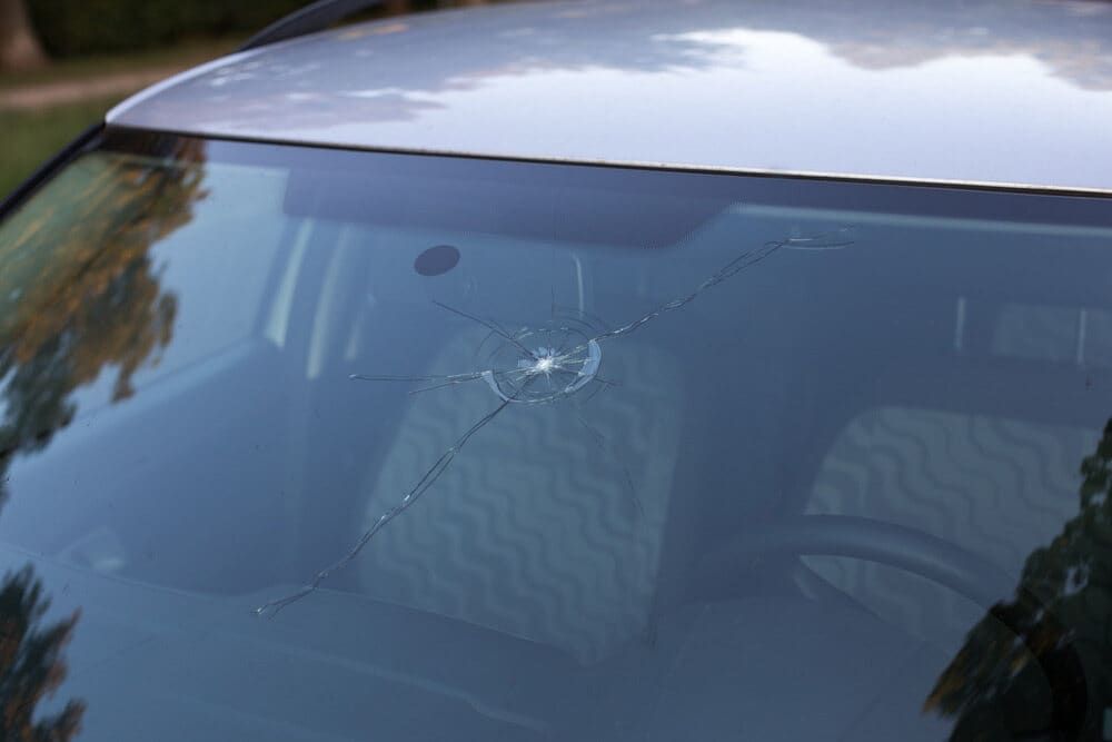 A Close Up of a Broken Windshield on a Car — Shepparton Radiators & Windscreens in Shepparton, VIC