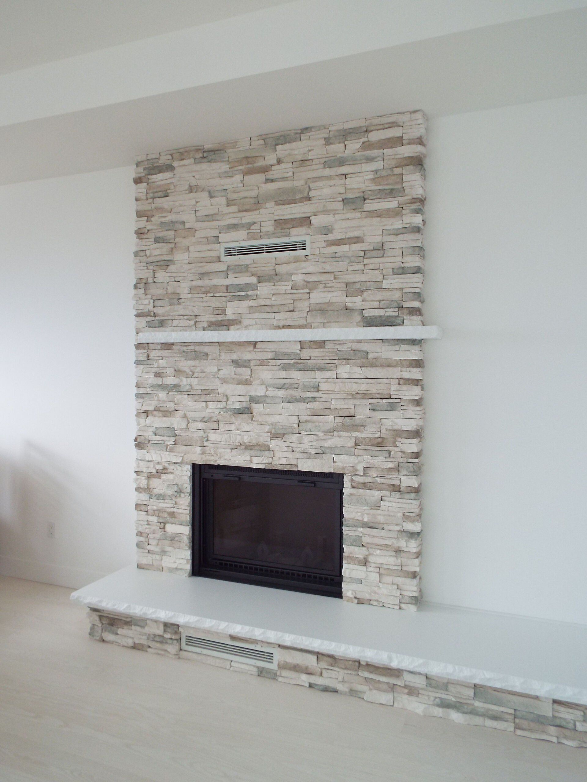 There is a fireplace in the middle of the room.