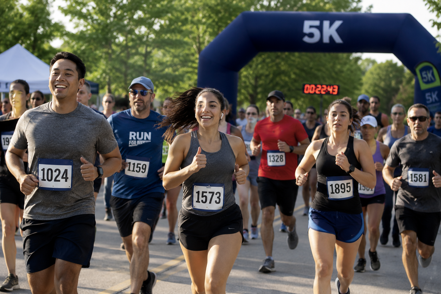 Runners at the start of a road race.