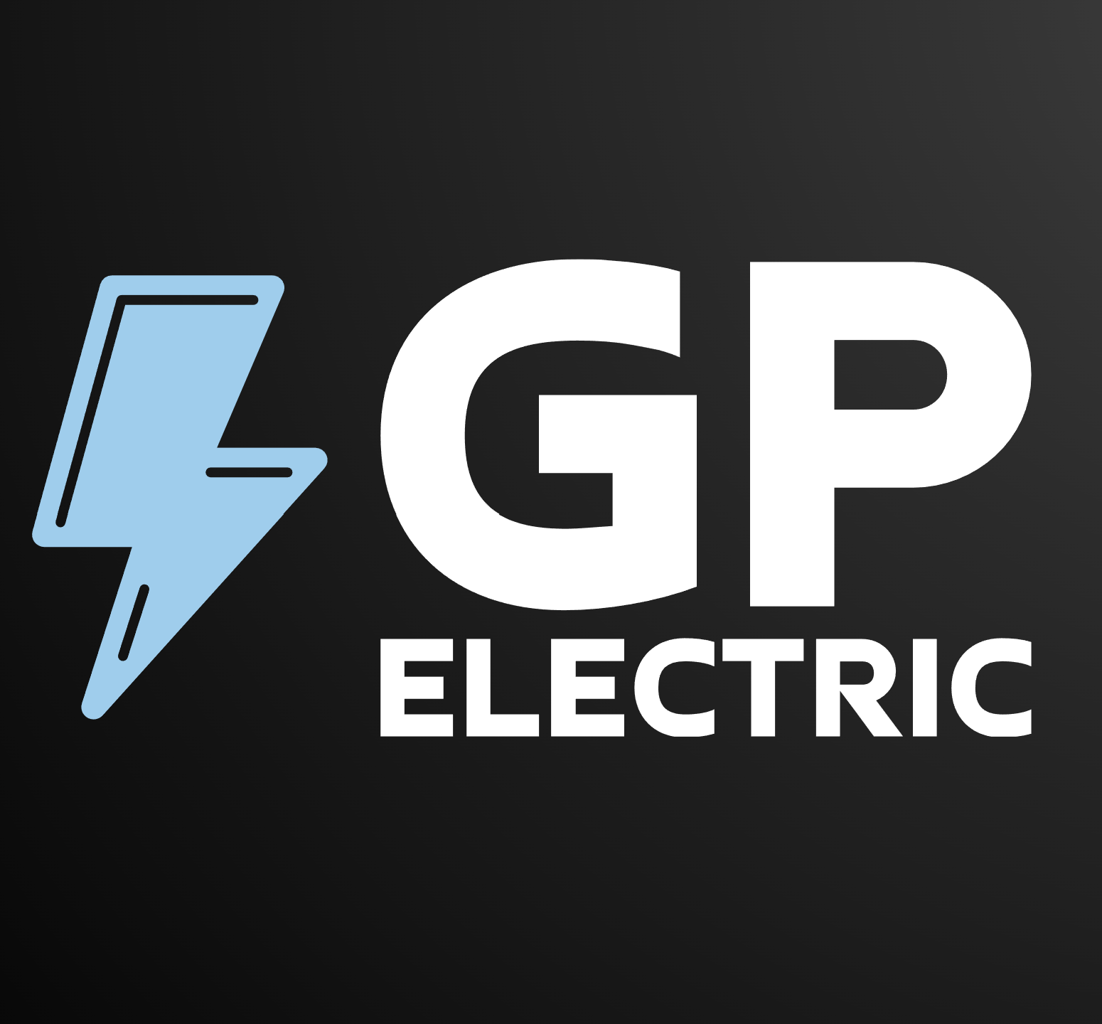 The logo for gp electric has a lightning bolt on it.