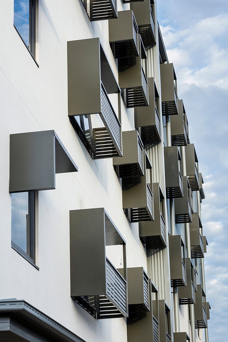 Building Facade With Repetitive Box-like Balconies — Nick Favot Painting In Bohle, QLD