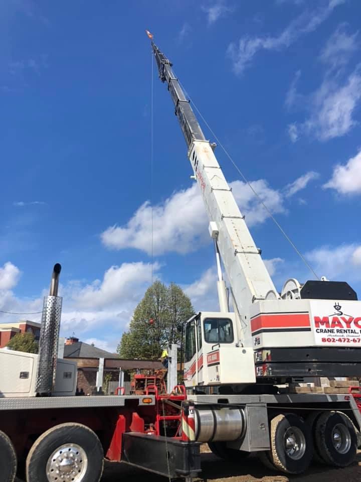 a 30 ton crane provided by Mayo Crane Rental, LLC in Vermont