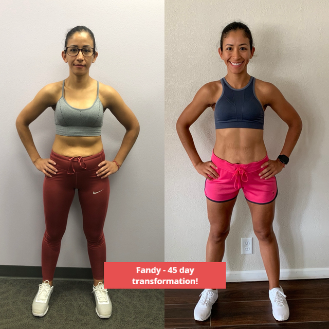 A before and after photo of a woman 's transformation