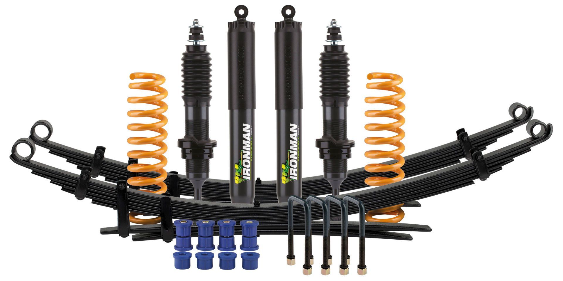A Bunch of Shocks and Springs Are Sitting on Top of Each Other on a White Background — Westlakes 4x4 Centre In Toronto, NSW