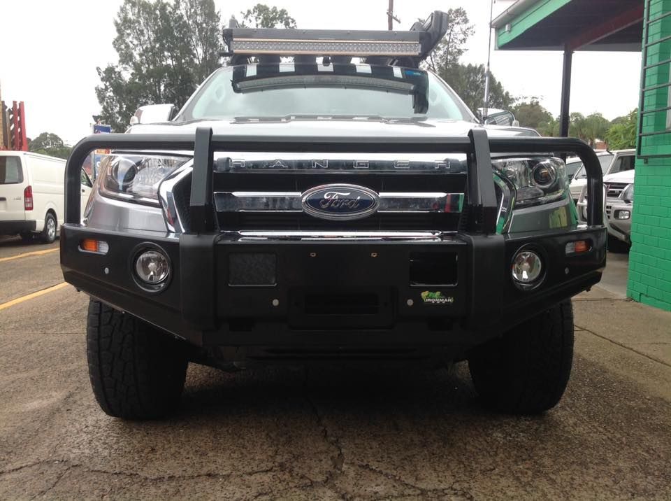 A Ford Truck With a Black Bumper is Parked in a Parking Lot — Westlakes 4x4 Centre in Singleton, NSW