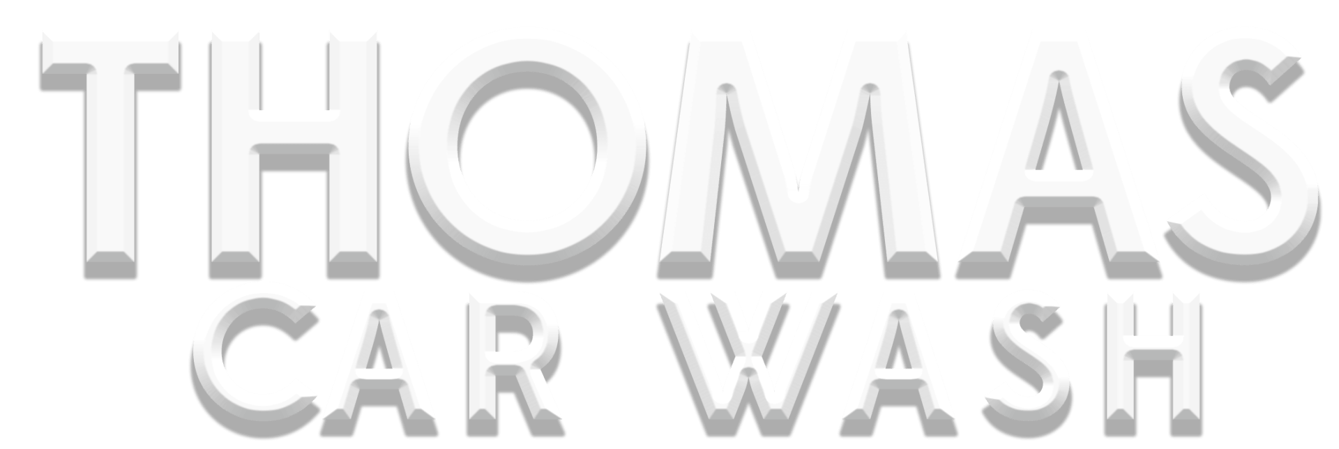 Thomas Car Wash Logo with Car Image, white on read background