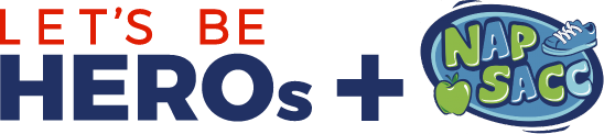 A logo that says let 's be heros + nap sacc
