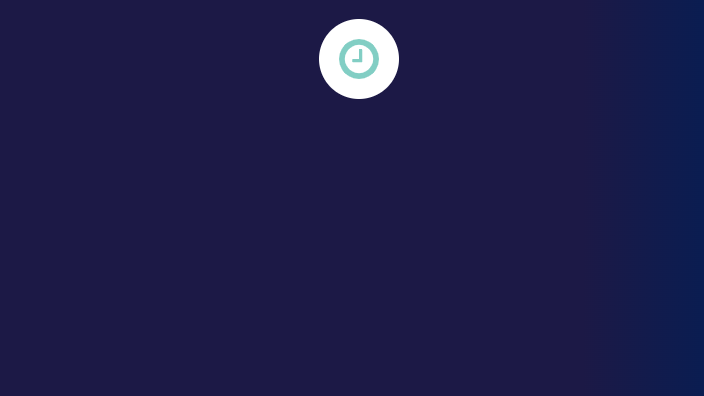 A clock icon spinning in a circle on a dark blue gradient background.