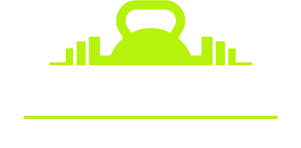 Vanquish Fitness logo: Lime-green kettlebell icon above a thin horizontal line on a white background