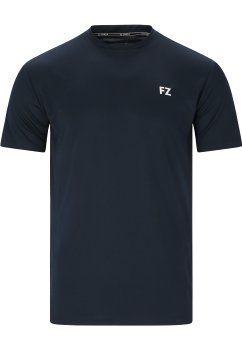 Marineblauw T-shirt met korte mouwen en een klein wit