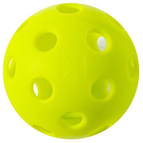 Een verpakking van 3 neongele pickleballballen in een doorzichtige koker met het opschrift Franklin X-26 Indoor.
