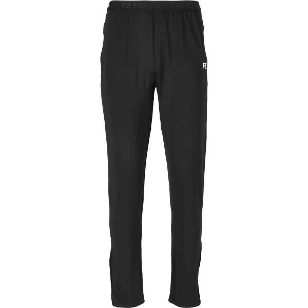 Zwarte, nauwsluitende sportbroek met elastische tailleband en zijzakken.