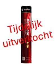 Red cylindrical firework with Dutch text “Tijdelijk uitverkocht” over it