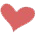 A red heart is on a white background.