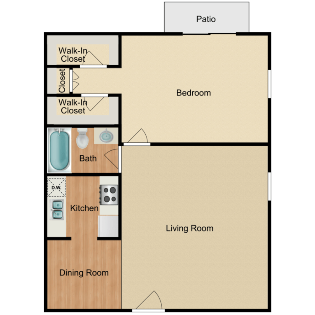 1 bed 1 bath Floor plan