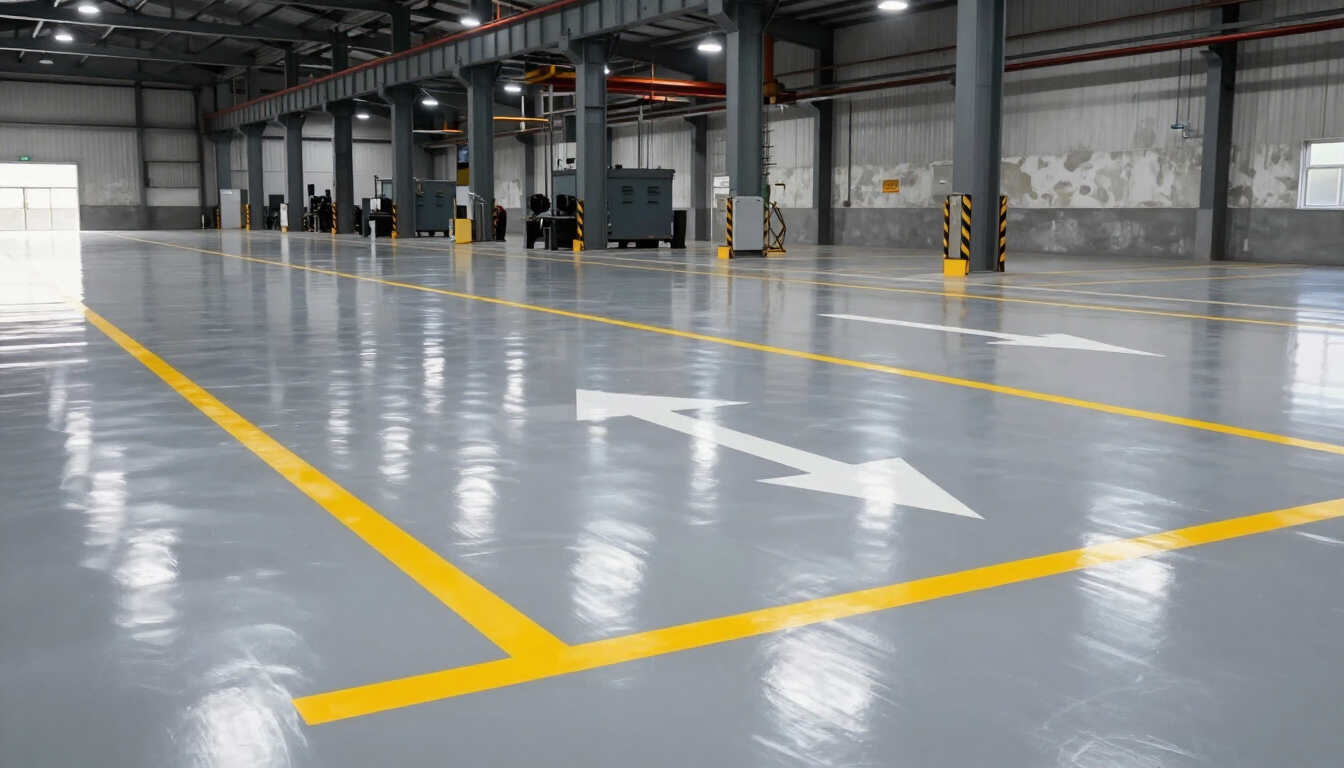 Piso epóxico instalado en nave industrial