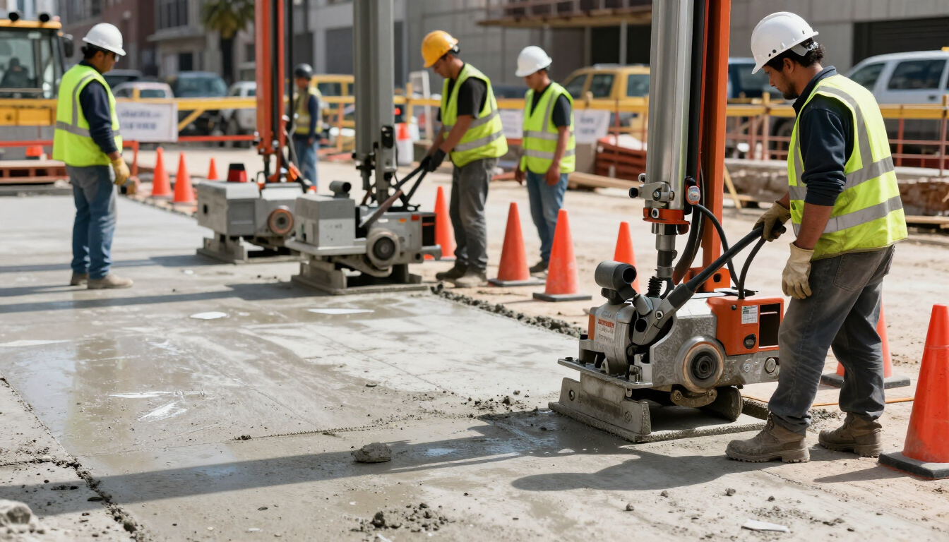 Aplicación de concreto hidráulico en obra urbana