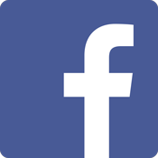 White Facebook “f” logo on a blue square background