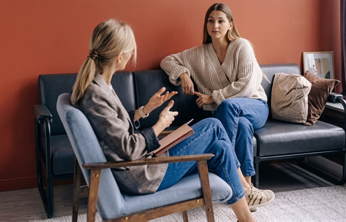 Counselor with patient