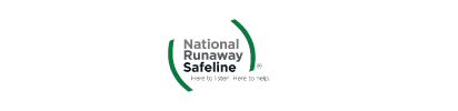 Logo for National Runaway Safeline: text in green next to a green partial circle.