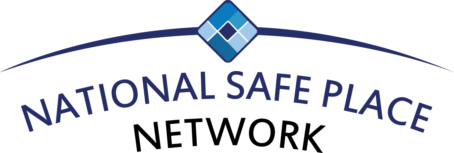 National Safe Place Network logo: blue diamond, arch, text.