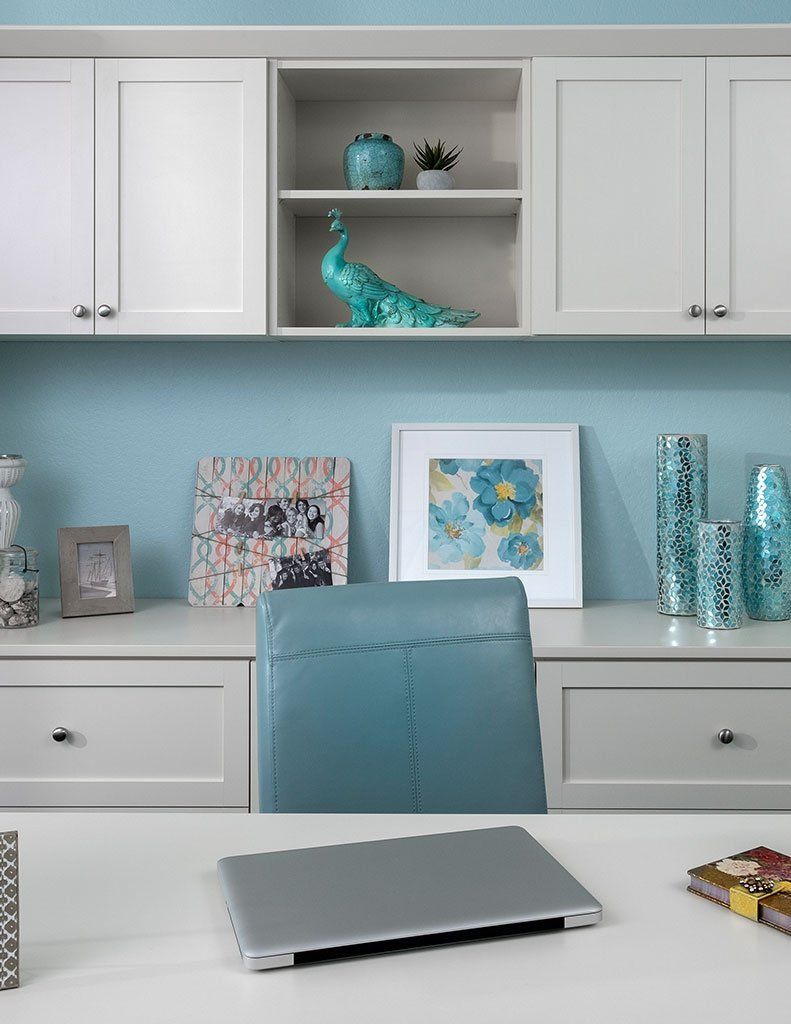 White Color Home Office Cabinet System