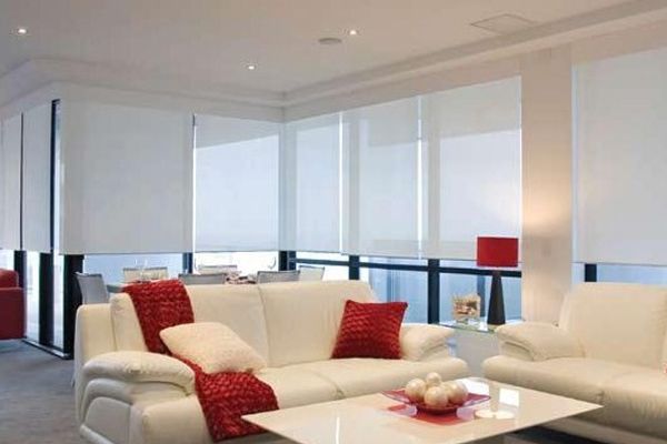 Linked Roller Blinds In The Living Room — Wholesale Window Coverings in Newcastle, NSW