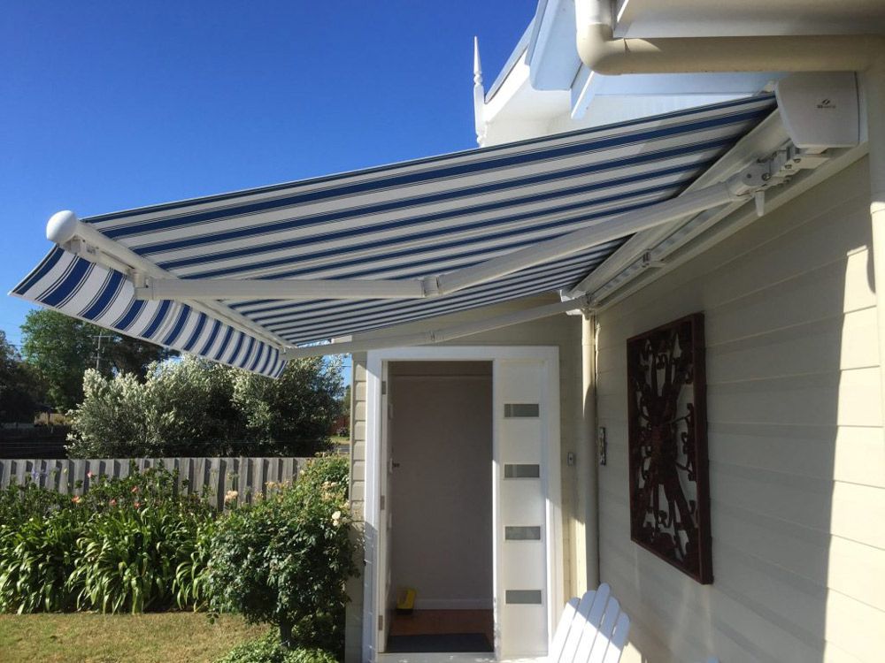 Installed Blue Awnings Installed Blue Awnings