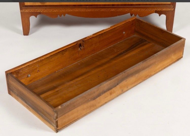 Wooden rectangular drawer tray with raised sides and a polished finish, shown on a white background