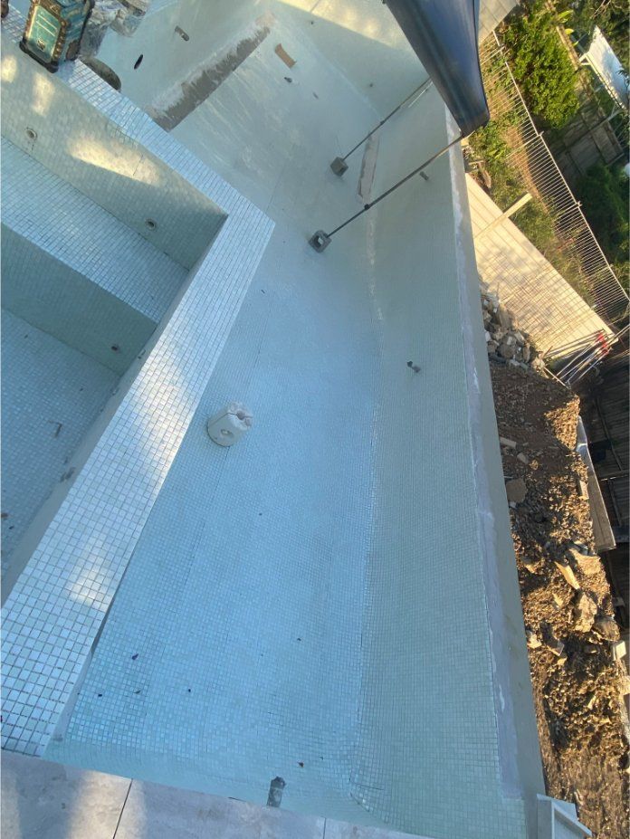 Pool Under Construction; Light Blue Tile Interior— Worrall Tiling in South West Rocks, NSW
