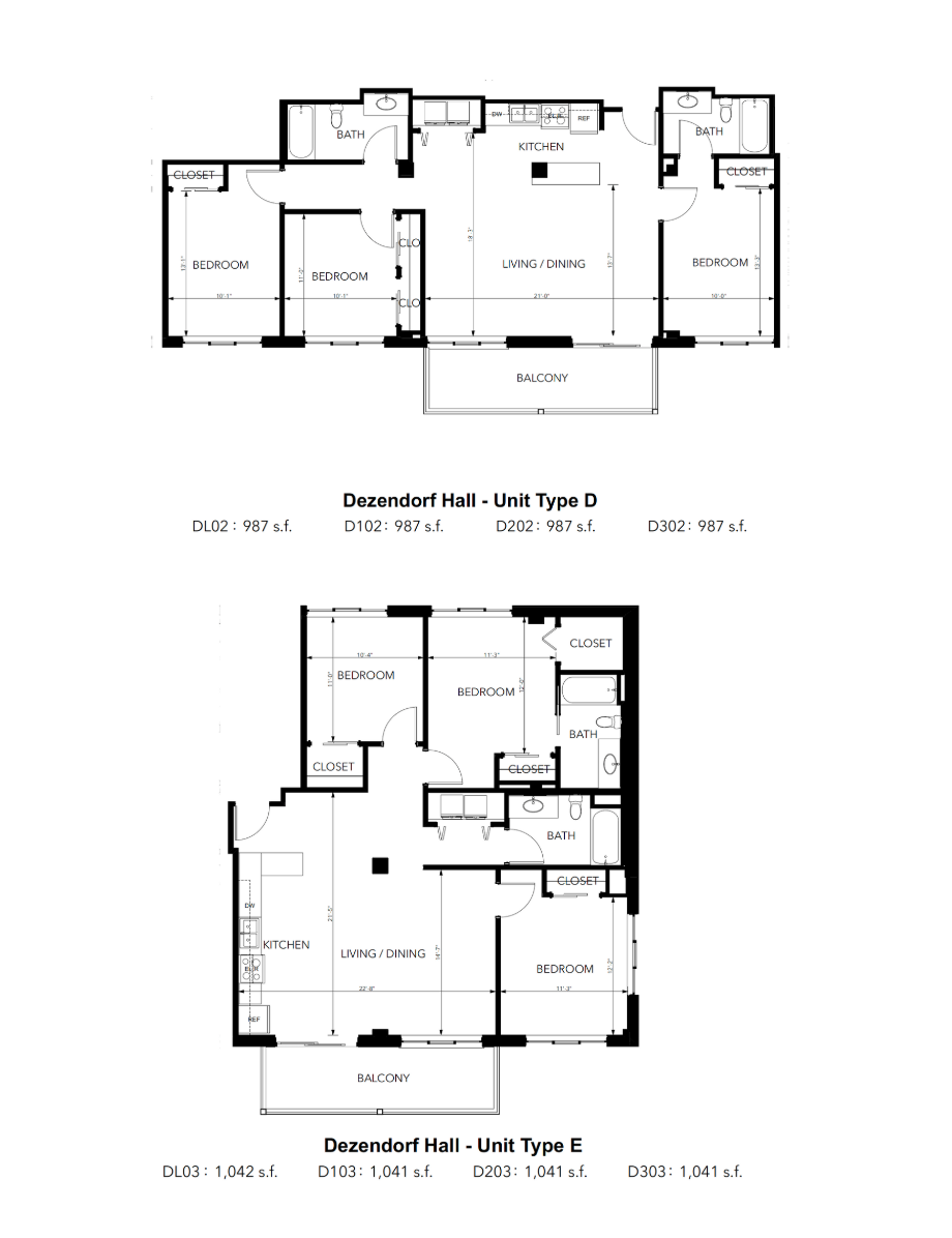 Floor plans for two units,