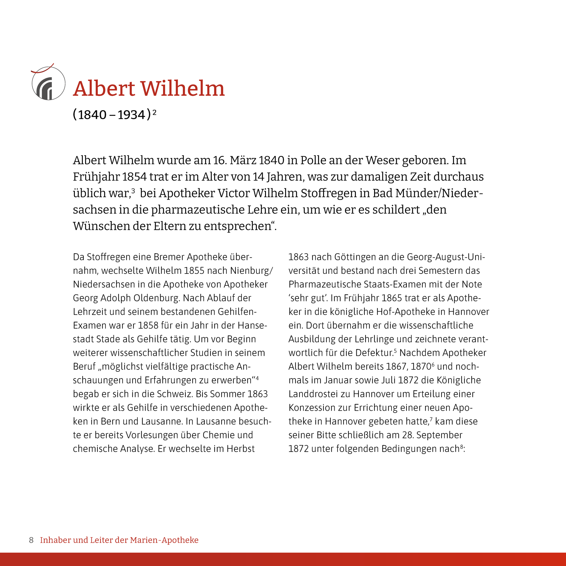 Eine Seite aus einem Buch von Albert Wilhelm.