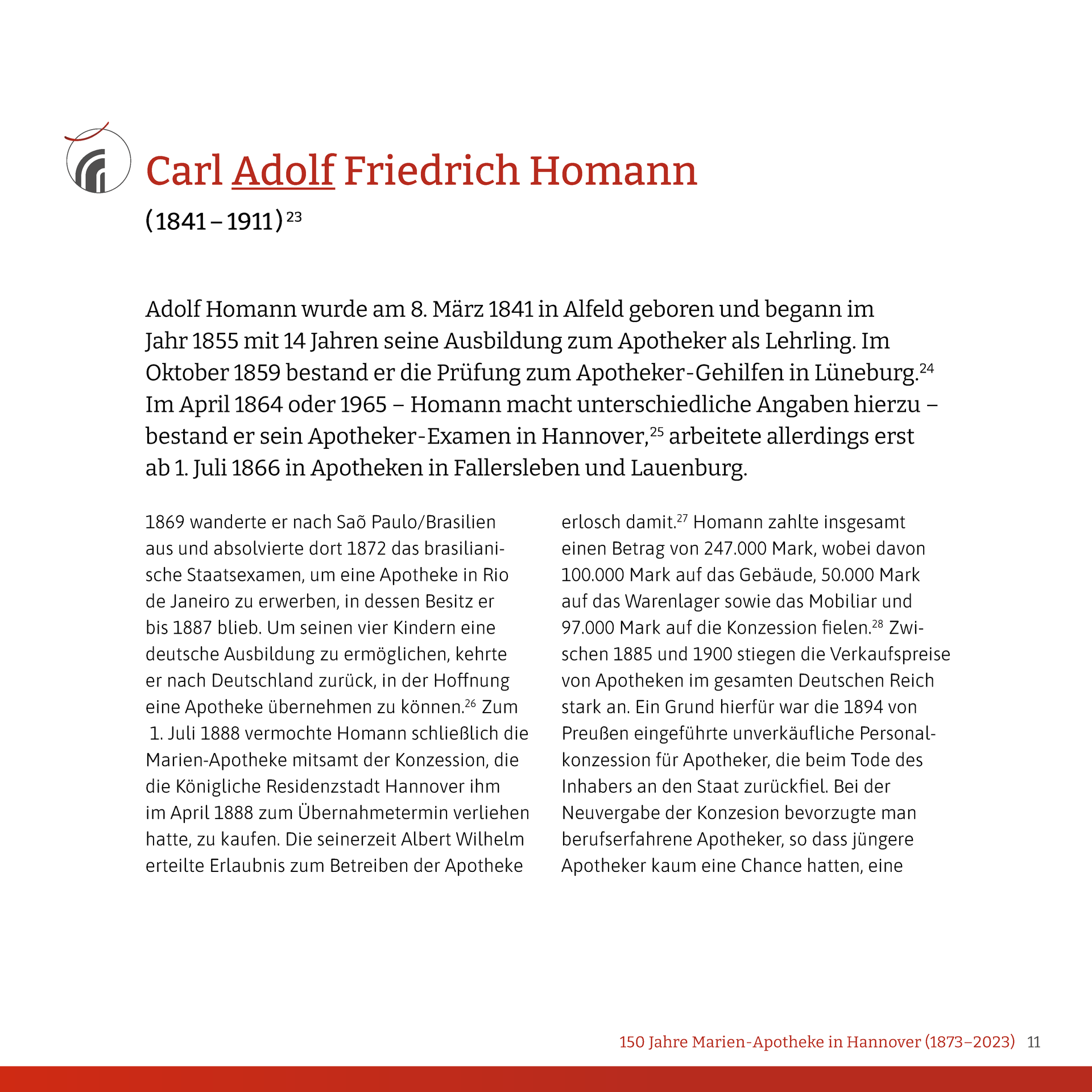 Eine Textseite über Carl Adolf Friedrich Homann