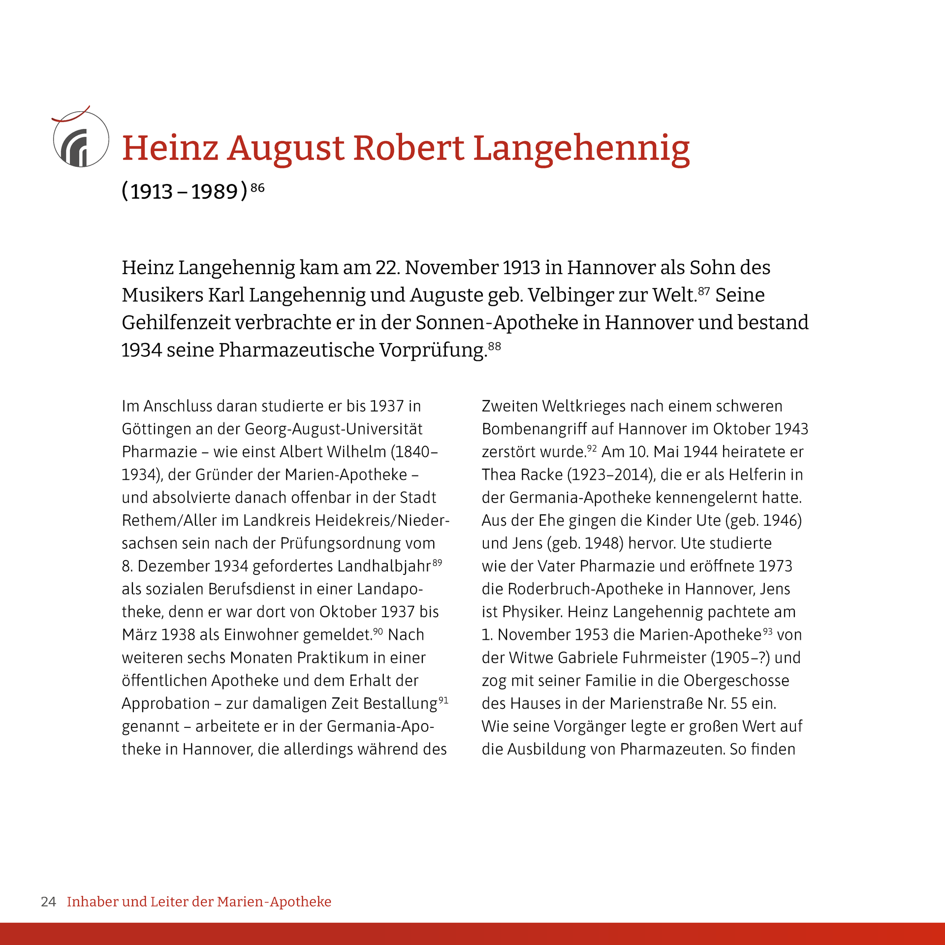 Eine Seite aus einem Buch von Heinz August Robert Langehennig.